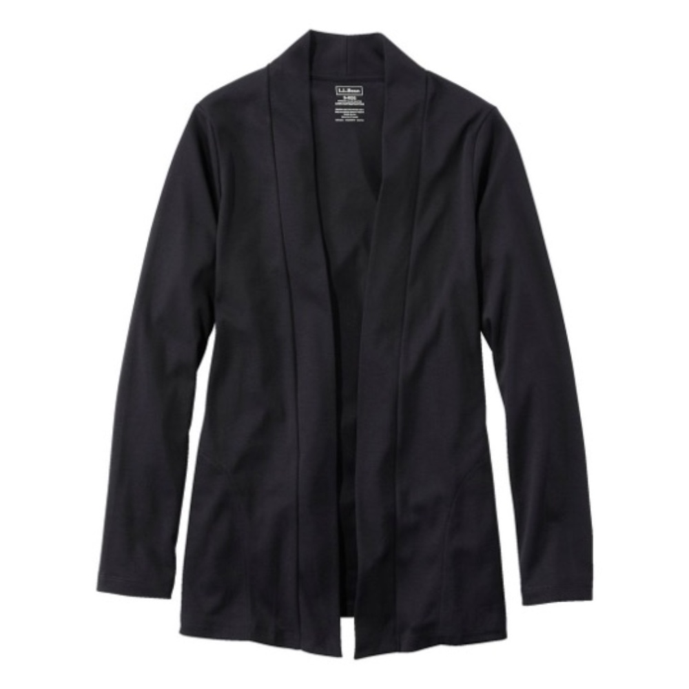 NEW L.L. Bean Women's Pima Cotton Open Cardigan W/Pockets (S, Black)
